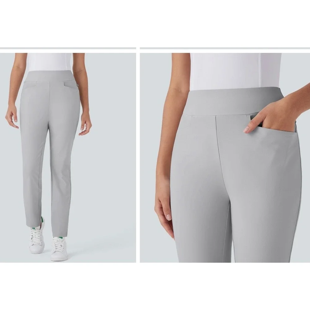 Halara Mid Rise Golf Pants Large Gray Pull On Straight Leg NWT Gorpcore